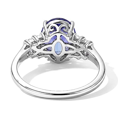 Luxoro AAA Tanzanite and Diamond I2 2.45 ctw Ring in 14K White Gold (Size  6.0)
