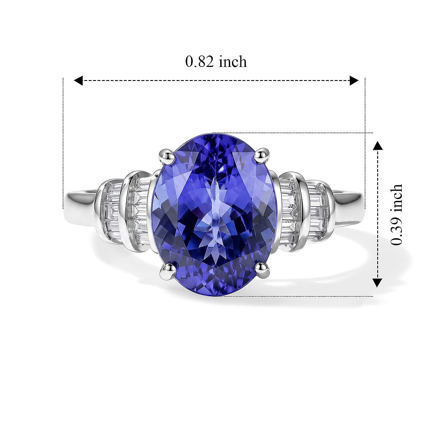 Luxoro AAA Tanzanite and Diamond I2 2.45 ctw Ring in 14K White Gold (Size  6.0)