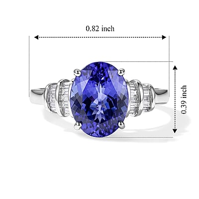 Luxoro AAA Tanzanite and Diamond I2 2.45 ctw Ring in 14K White Gold (Size  6.0)