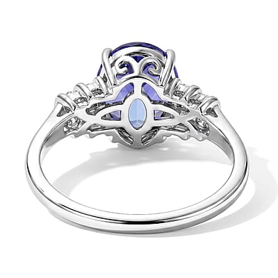 Luxoro AAA Tanzanite and Diamond I2 2.45 ctw Ring in 14K White Gold (Size 7.0)