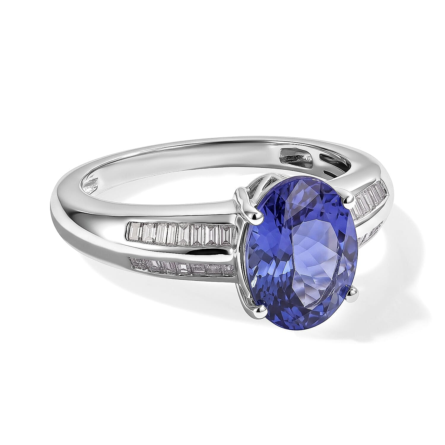 Luxoro AAA Tanzanite and Diamond I2 3.40 ctw Ring in 14K White Gold (Size  4.0)