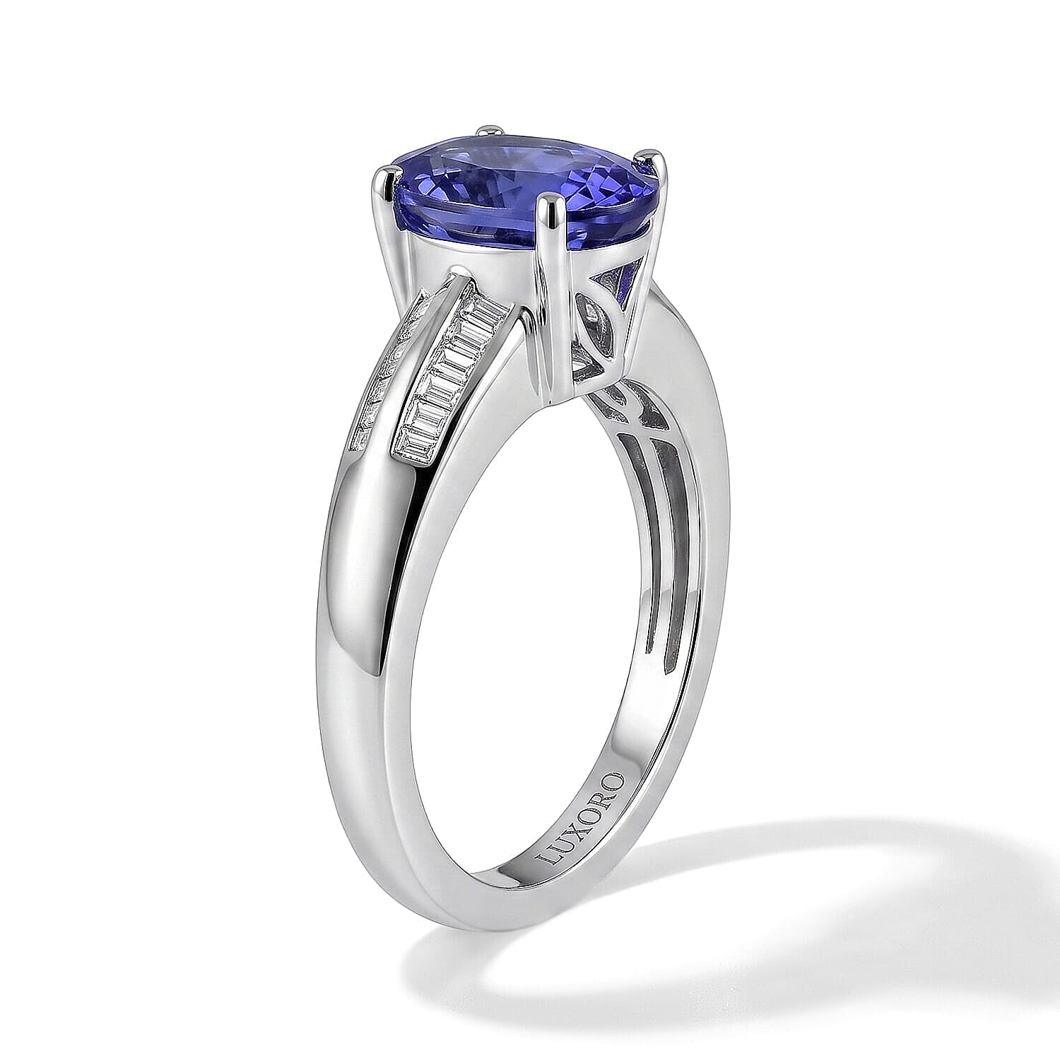 Luxoro AAA Tanzanite and Diamond I2 3.40 ctw Ring in 14K White Gold (Size  4.0)