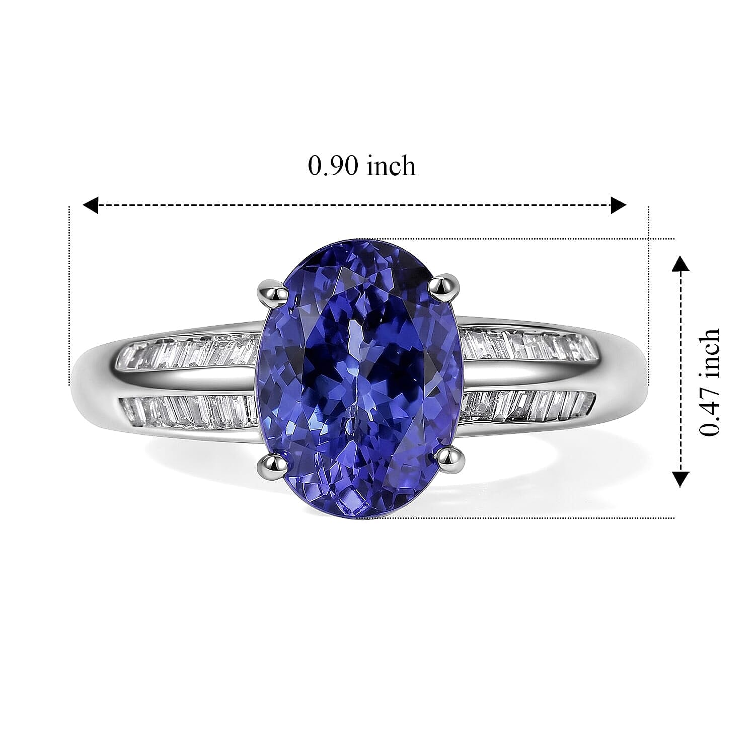 Luxoro AAA Tanzanite and Diamond I2 3.40 ctw Ring in 14K White Gold (Size  4.0)