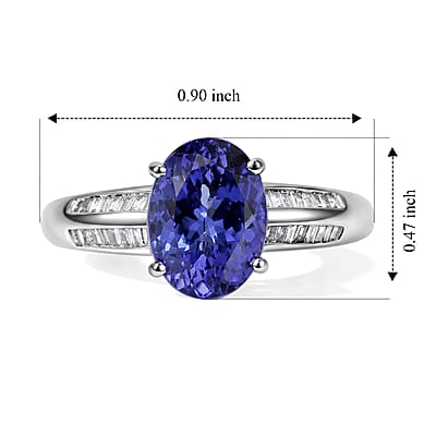 Luxoro AAA Tanzanite and Diamond I2 3.40 ctw Ring in 14K White Gold (Size 7.0)