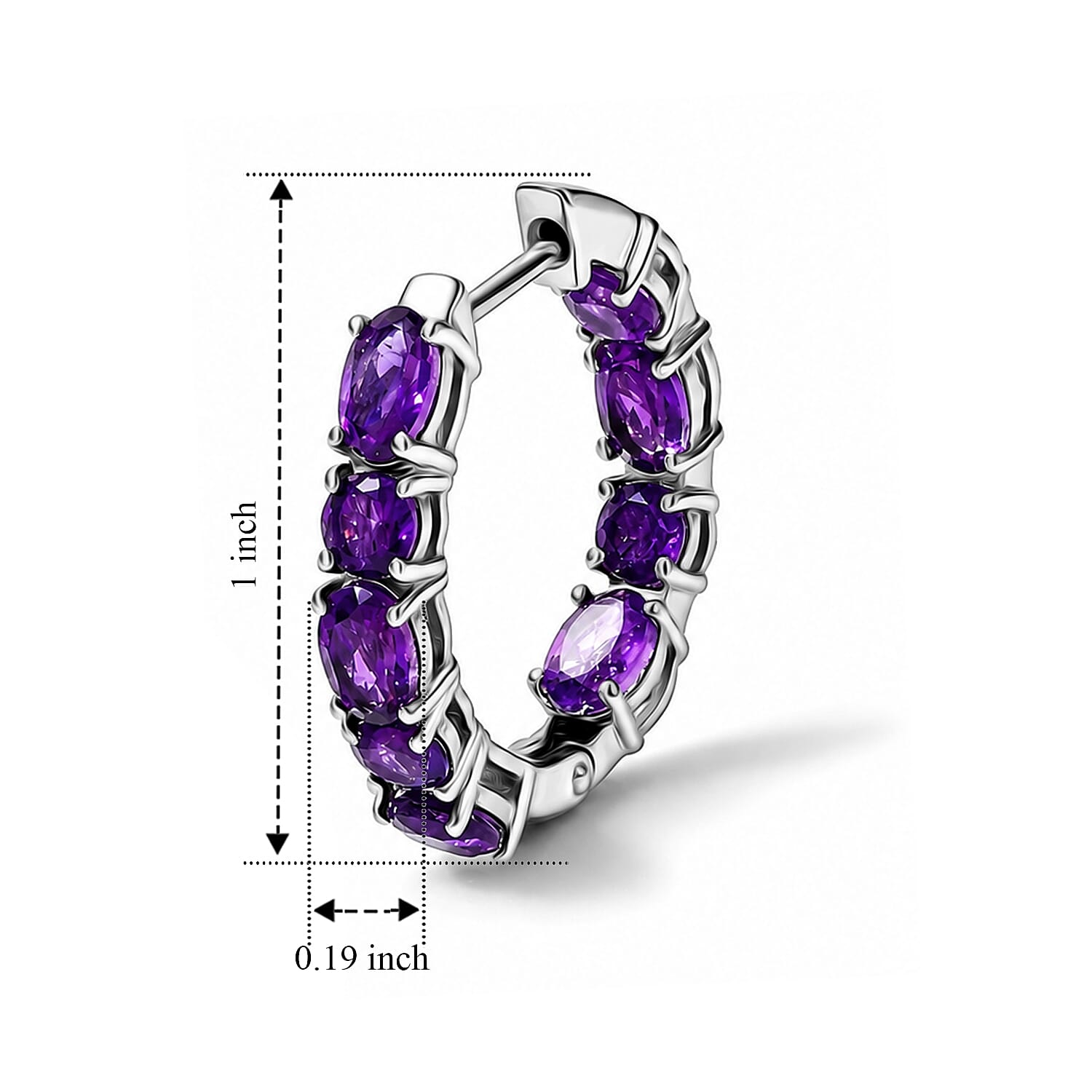 EverTrue African Amethyst 6.15 ctw Hoop Earrings in Platinum Bond