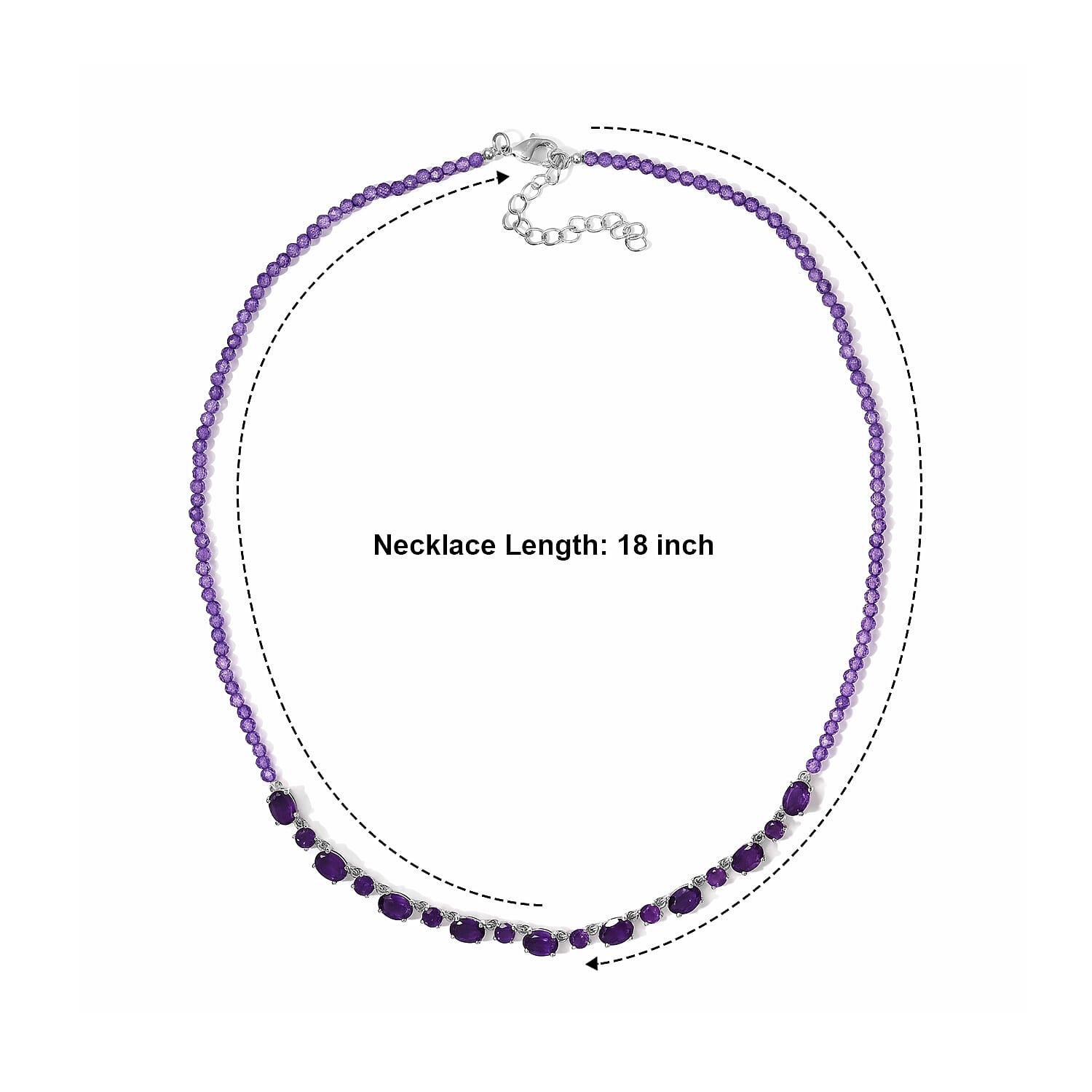 EverTrue African Amethyst 28.20 ctw Necklace (18 Inches) in Platinum Bond