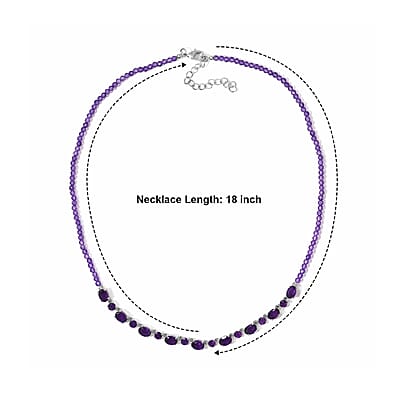 EverTrue African Amethyst 28.20 ctw Necklace (18 Inches) in Platinum Bond