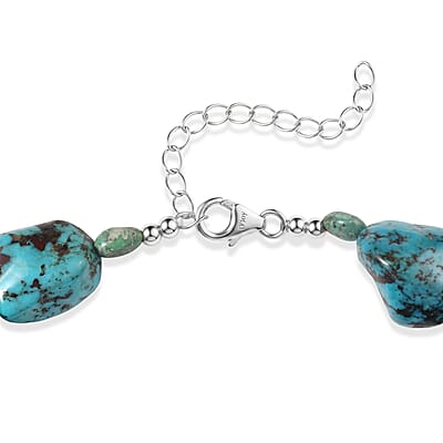 D'Joy Turquoise 125.00 ctw Bracelet in Rhodium Over Sterling Silver (7.25 In)