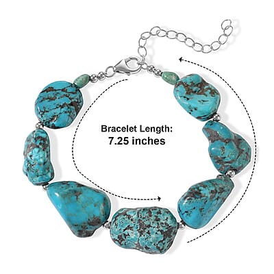 D'Joy Turquoise 125.00 ctw Bracelet in Rhodium Over Sterling Silver (7.25 In)