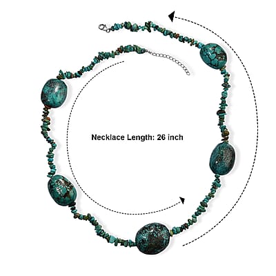 D'Joy Turquoise 490.00 ctw Necklace (26 Inches) in Rhodium Over Sterling Silver