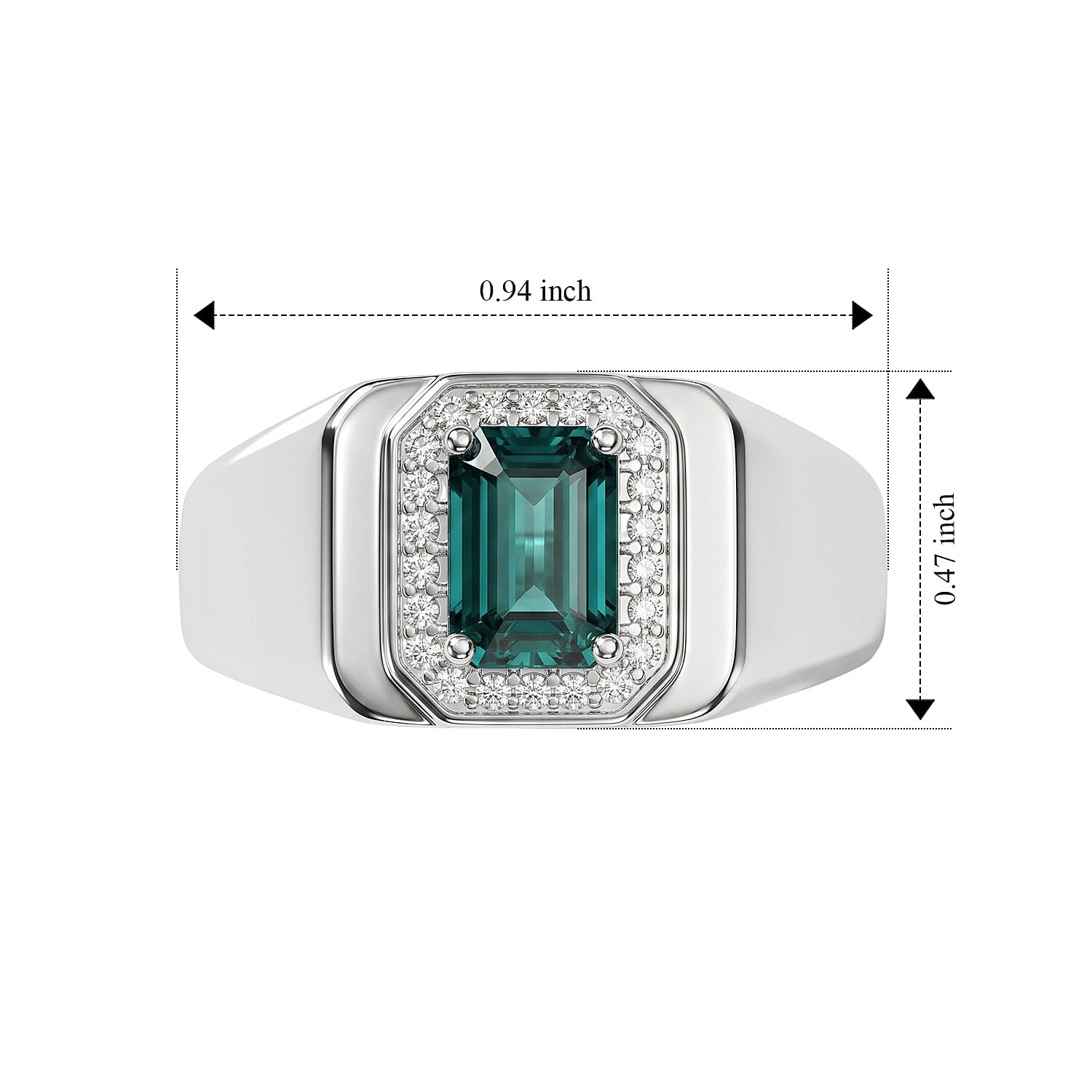 Luxoro AAA Monte Belo Indicolite and Diamond I2 1.60 ctw Men's Ring in 10K White Gold (Size 10.0) 7.35 Grams