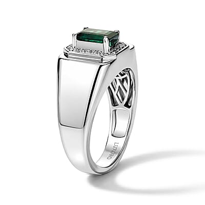 Luxoro AAA Monte Belo Indicolite and Diamond I2 1.60 ctw Ring in 10K White Gold (Size 9.0) 7.35 Grams