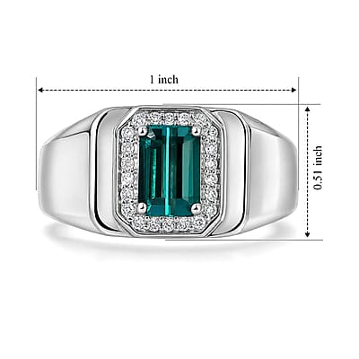Luxoro AAA Monte Belo Indicolite and Diamond I2 1.60 ctw Ring in 10K White Gold (Size 9.0) 7.35 Grams