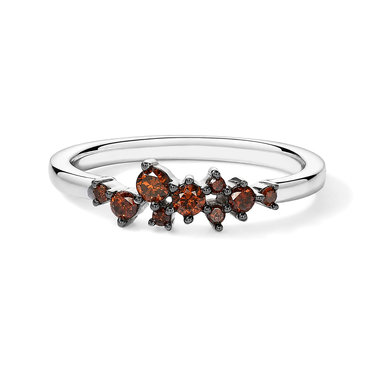 D'Joy Red Diamond 0.25 ctw Crimson Constellation Ring in Rhodium Over Sterling Silver (Size 7.0)