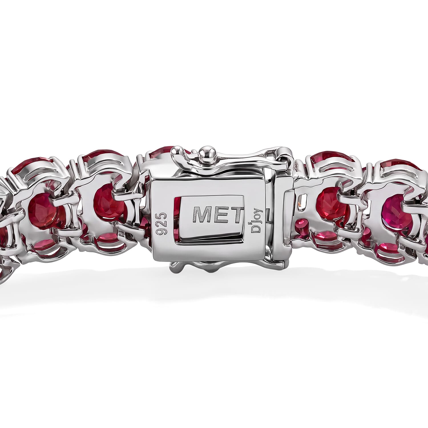 D'Joy Niassa Ruby (FF) and White Zircon 23.00 ctw Bracelet in Rhodium Over Sterling Silver (6.50 In)