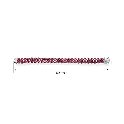 D'Joy Niassa Ruby (FF) and White Zircon 23.00 ctw Bracelet in Rhodium Over Sterling Silver (6.50 In)