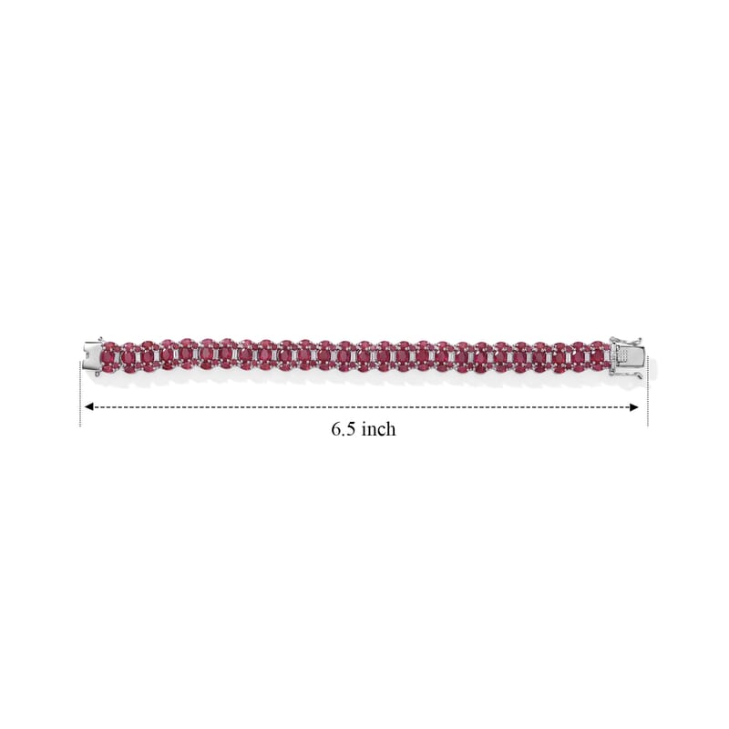 D'Joy Niassa Ruby (FF) and White Zircon 23.00 ctw Grandeur Collection Bracelet in Rhodium Over Sterling Silver (6.50 In)