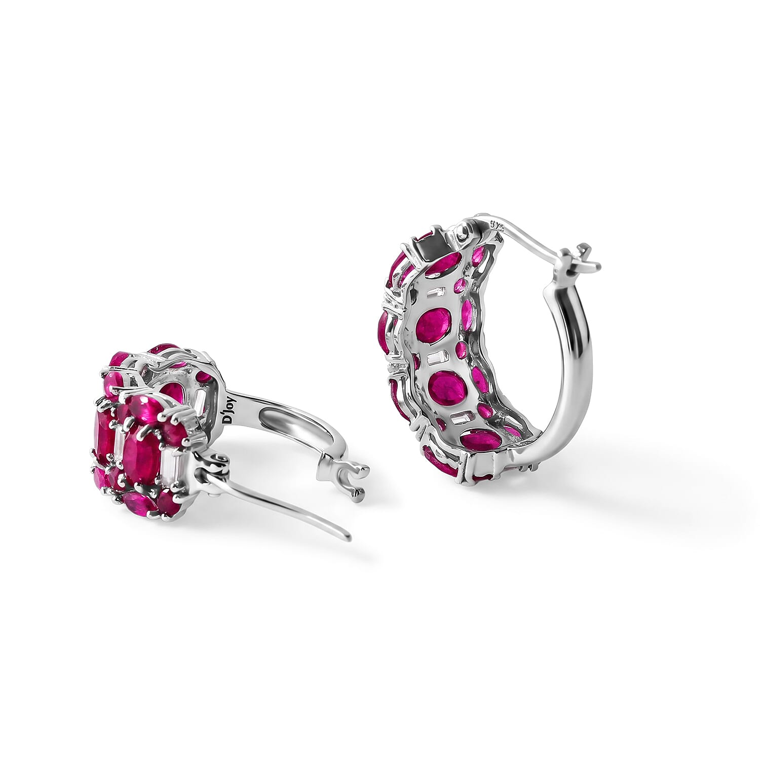 D'Joy Niassa Ruby (FF) and White Zircon 7.25 ctw Earrings in Rhodium Over Sterling Silver