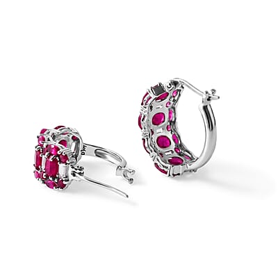 D'Joy Niassa Ruby (FF) and White Zircon 7.25 ctw Earrings in Rhodium Over Sterling Silver