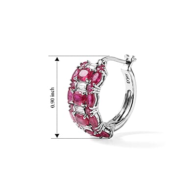 D'Joy Niassa Ruby (FF) and White Zircon 7.25 ctw Earrings in Rhodium Over Sterling Silver