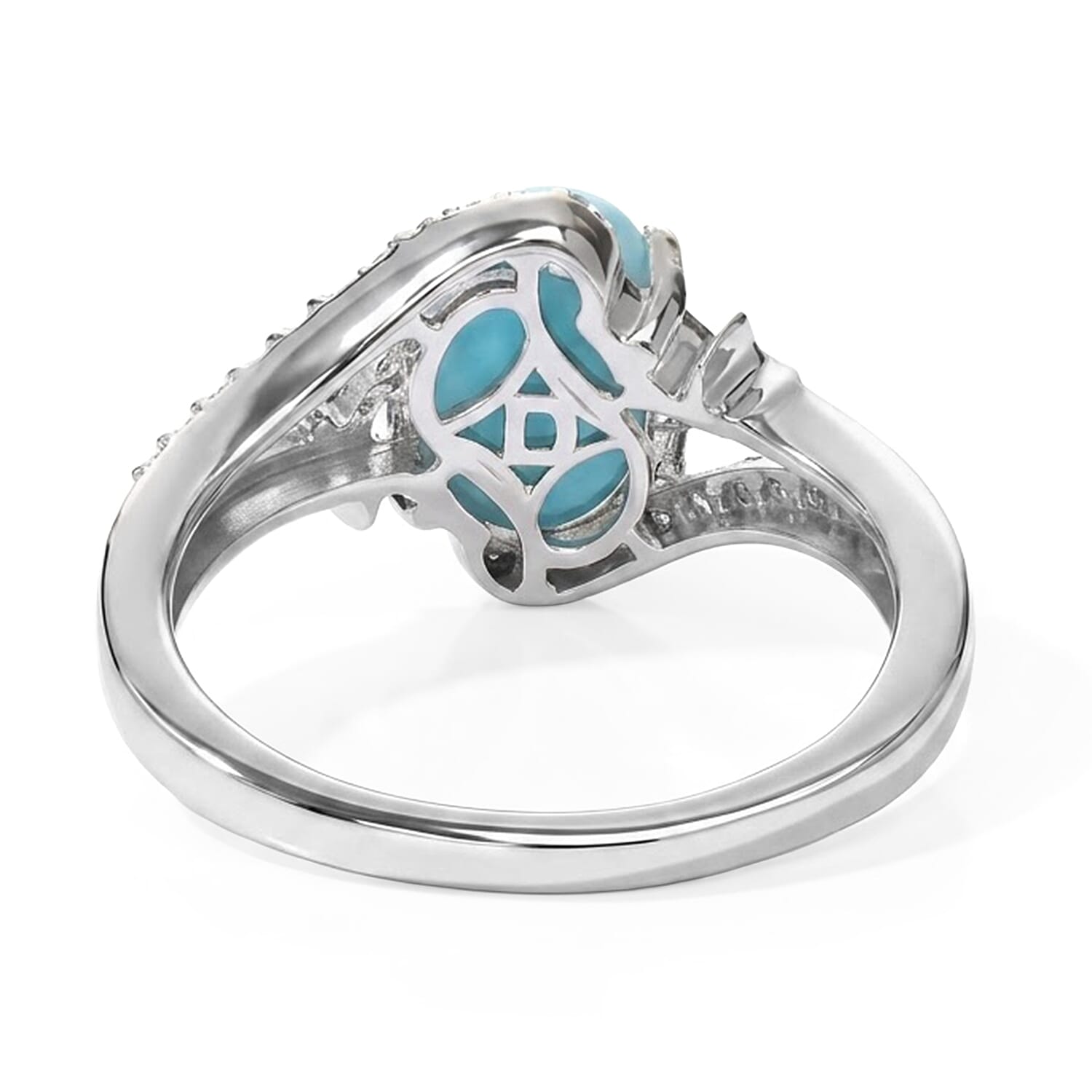 D'Joy AAA Larimar and Moissanite 2.60 ctw Twin Starfish Ring in 18K Vermeil YG and Rhodium Over Sterling Silver (Size 6.0)