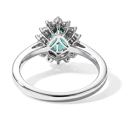 AAA Kagem Zambian Emerald and Luxuriant Lab Grown Diamond G-H SI 1.60 ctw Ring in 10K White Gold (Size 7.0)