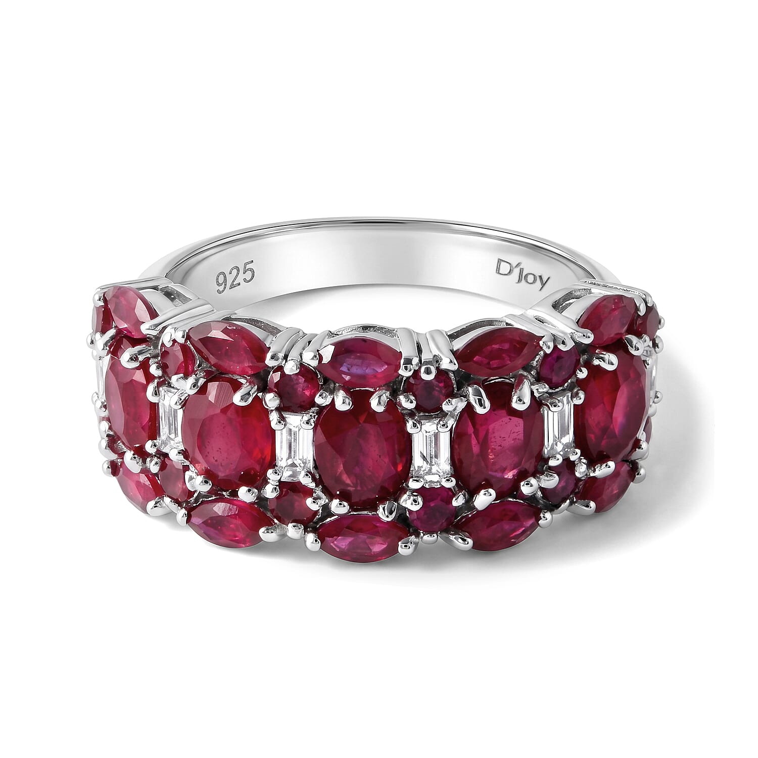 D'Joy Niassa Ruby (FF), White Zircon Ring in Rhodium Over Sterling Silver (Size 5.0) 4.60 ctw
