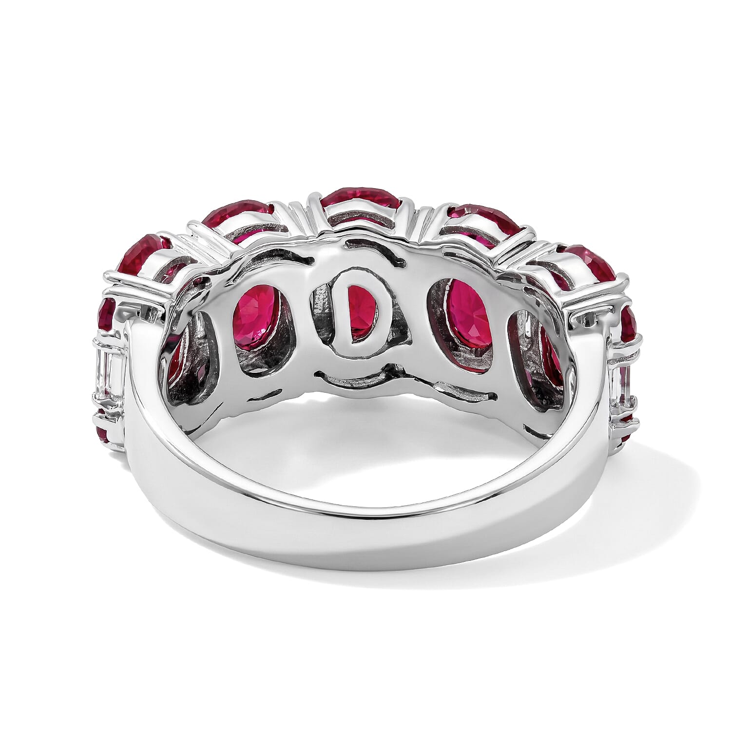 D'Joy Niassa Ruby (FF), White Zircon Ring in Rhodium Over Sterling Silver (Size 5.0) 4.60 ctw