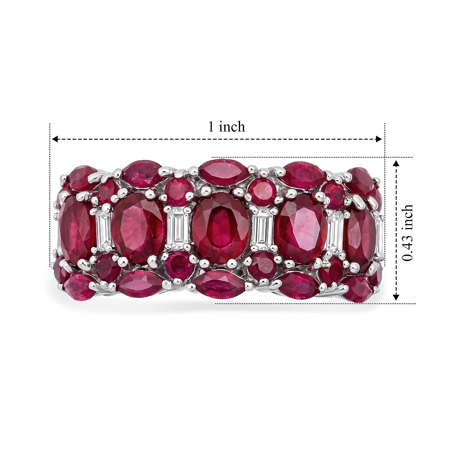 D'Joy Niassa Ruby (FF), White Zircon Ring in Rhodium Over Sterling Silver (Size 5.0) 4.60 ctw