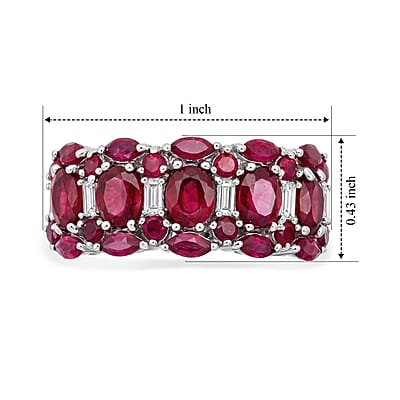 D'Joy Niassa Ruby (FF), White Zircon Ring in Rhodium Over Sterling Silver (Size 5.0) 4.60 ctw