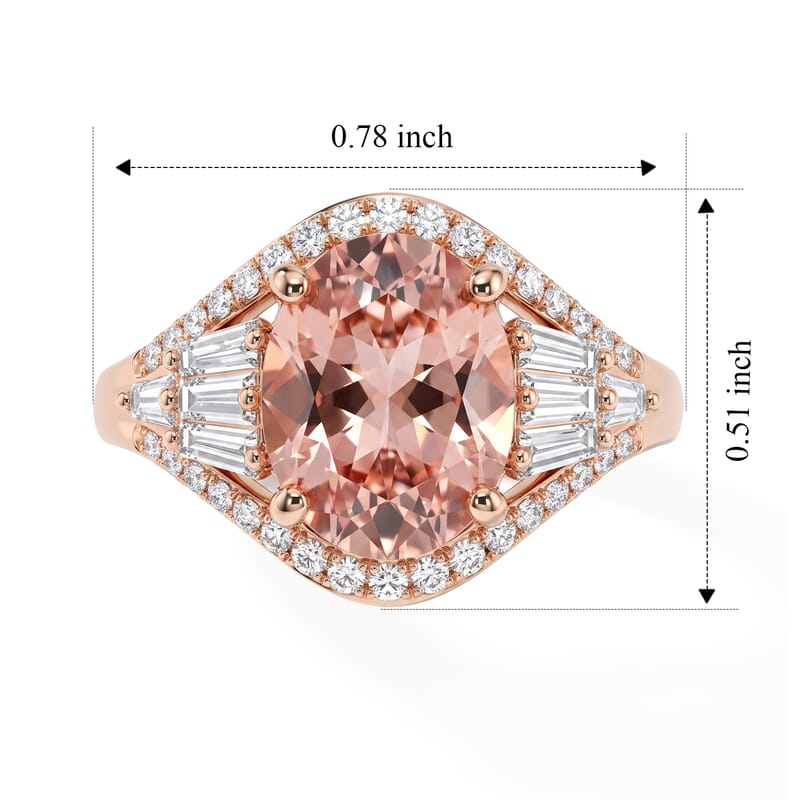 D'Joy Premium Marropino Morganite and Moissanite 3.00 ctw Timeless Glamour Ring in 18K Vermeil Rose Gold Over Sterling Silver (Size 7.0)