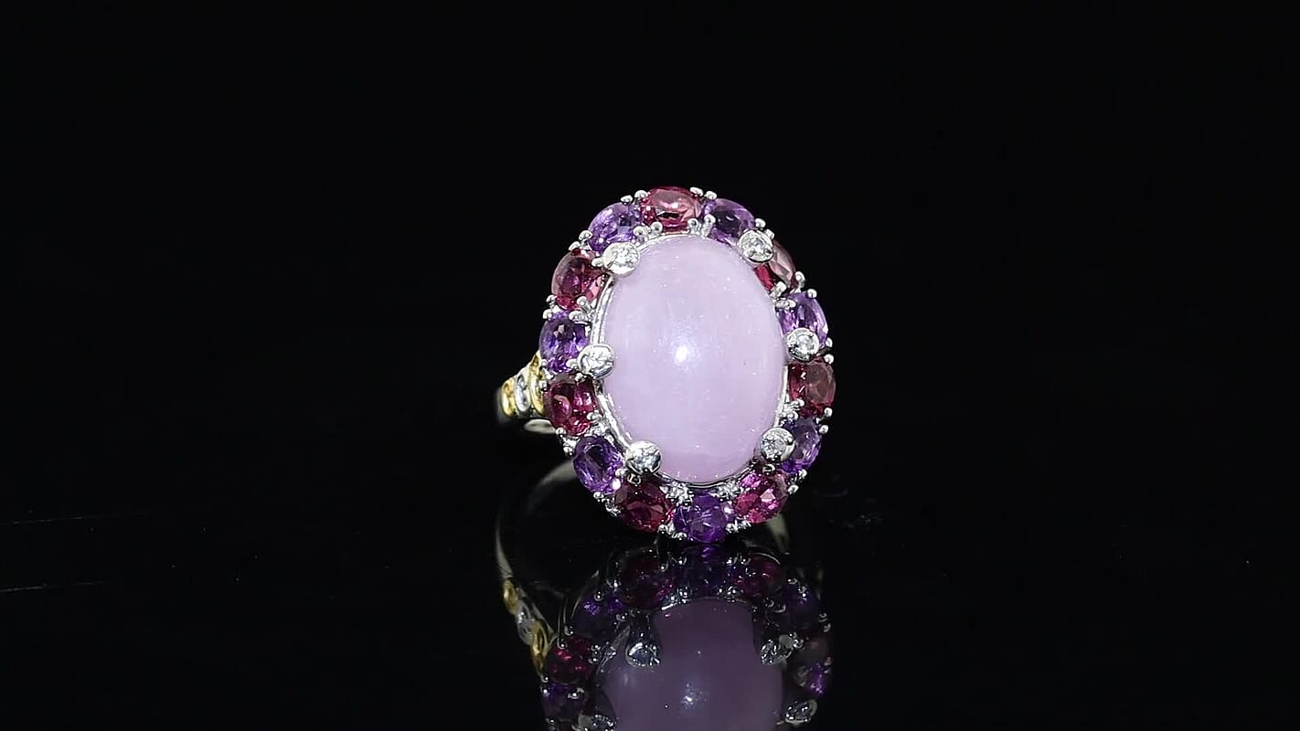 EverTrue Kunzite and Multi Gemstone 13.50 ctw Ring in 18K YG Plated and Platinum Bond (Size 7.0)