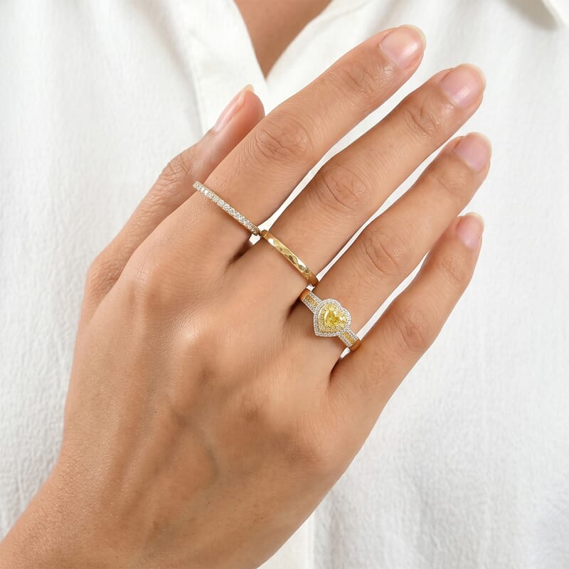 D'Joy Yellow and White Diamond 0.35 ctw Cluster Ring in 18K Vermeil Yellow Gold Over Sterling Silver (Size 6.0)