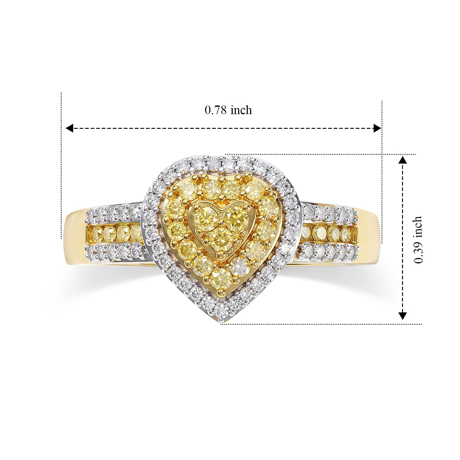 D'Joy Yellow and White Diamond 0.35 ctw Cluster Ring in 18K Vermeil Yellow Gold Over Sterling Silver (Size 6.0)