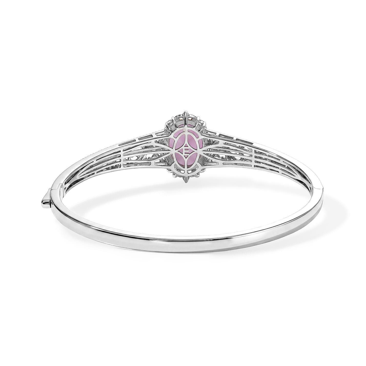 EverTrue Kunzite and Orissa Rhodolite Garnet 16.50 ctw Blush Harmony Two Tone Bangle Bracelet in 18K YG Plated and Platinum Bond (6.50 In)