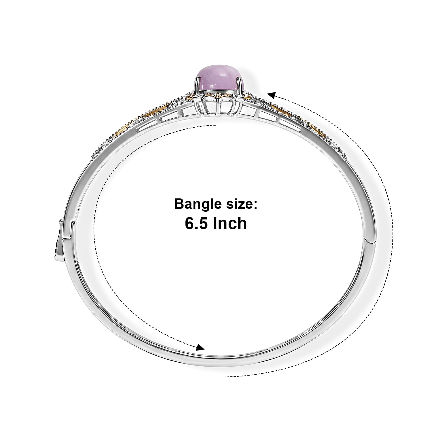 EverTrue Kunzite and Orissa Rhodolite Garnet 16.50 ctw Blush Harmony Two Tone Bangle Bracelet in 18K YG Plated and Platinum Bond (6.50 In)