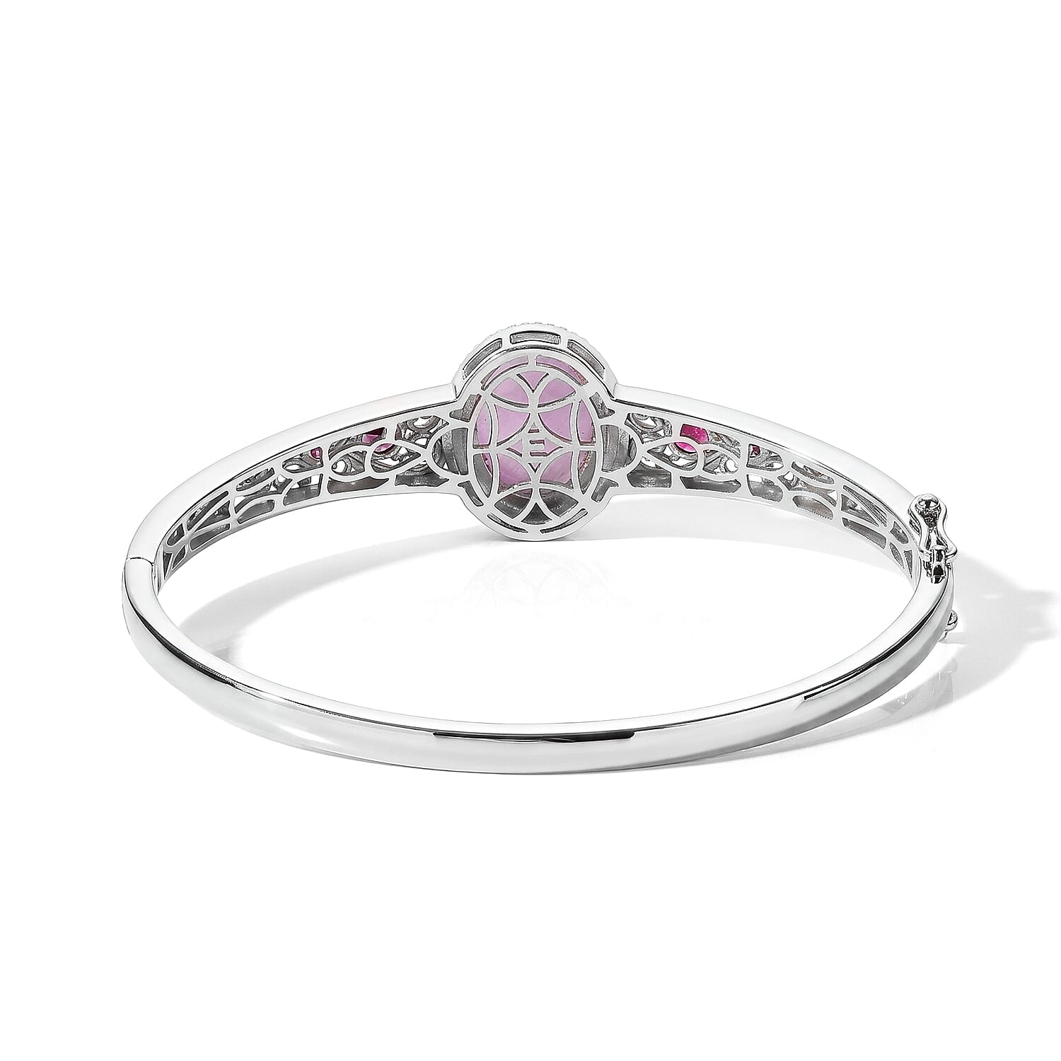 EverTrue Kunzite and Orissa Rhodolite Garnet 16.50 ctw Bangle Bracelet in 18K YG Plated and Platinum Bond (7.25 In)