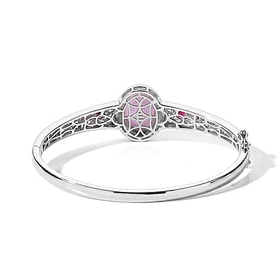 EverTrue Kunzite and Orissa Rhodolite Garnet 16.50 ctw Bangle Bracelet in 18K YG Plated and Platinum Bond (7.25 In)