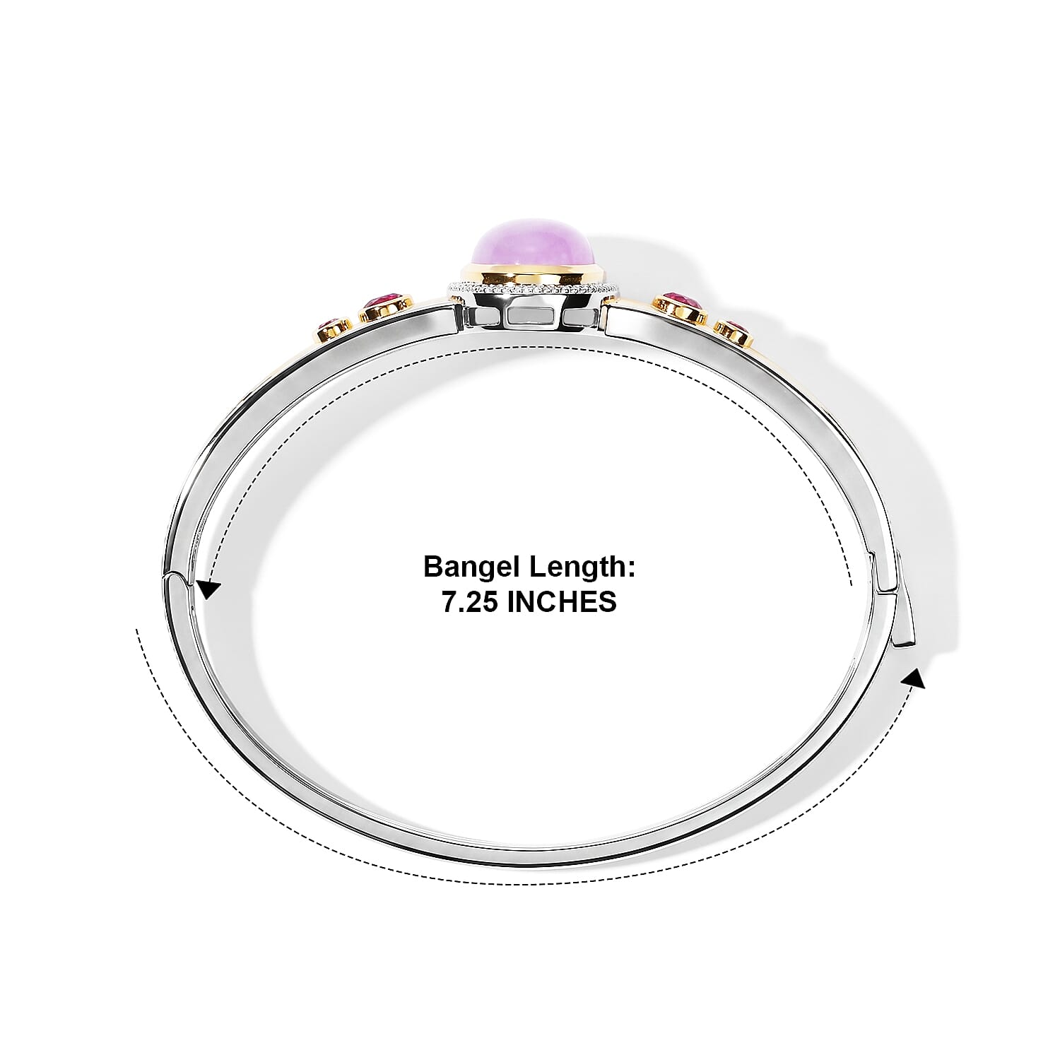 EverTrue Kunzite and Orissa Rhodolite Garnet 16.50 ctw Bangle Bracelet in 18K YG Plated and Platinum Bond (7.25 In)