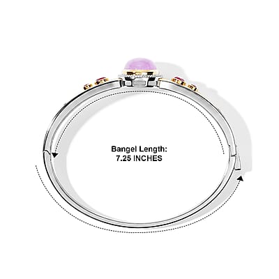EverTrue Kunzite and Orissa Rhodolite Garnet 16.50 ctw Bangle Bracelet in 18K YG Plated and Platinum Bond (7.25 In)