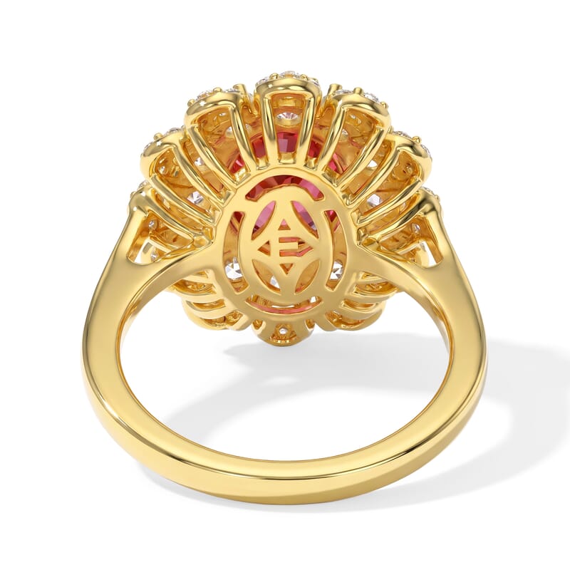 EverTrue Lab Created Padparadscha Sapphire and White Zircon 4.70 ctw Floral Ring in 18K YG Plated (Size 5.0)