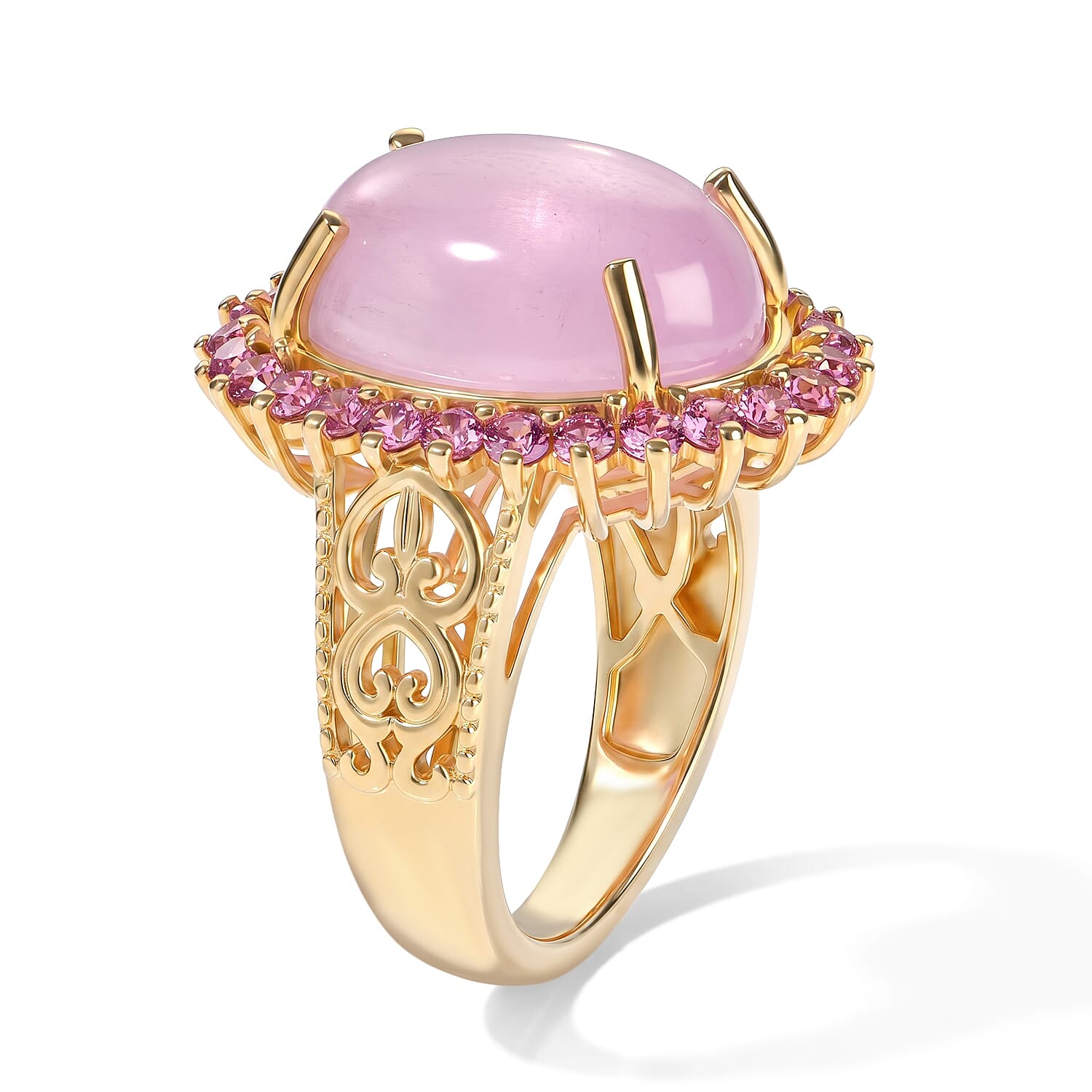 EverTrue Kunzite and Orissa Rhodolite Garnet 12.60 ctw Ring in 18K YG Plated (Size 5.0)