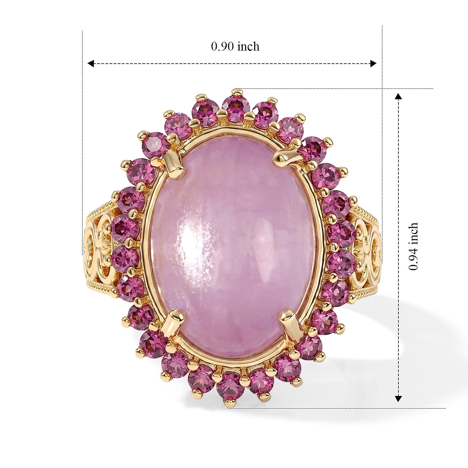 EverTrue Kunzite and Orissa Rhodolite Garnet 12.60 ctw Ring in 18K YG Plated (Size 5.0)