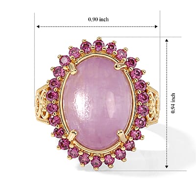 EverTrue Kunzite and Orissa Rhodolite Garnet 12.60 ctw Ring in 18K YG Plated (Size 5.0)