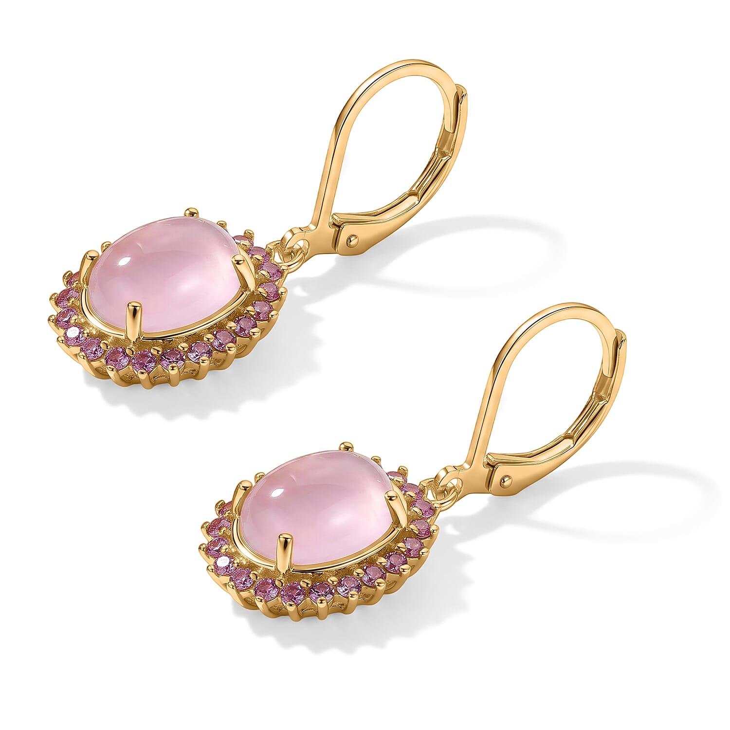 EverTrue Kunzite and Orissa Rhodolite Garnet 7.40 ctw Earrings in 18K YG Plated
