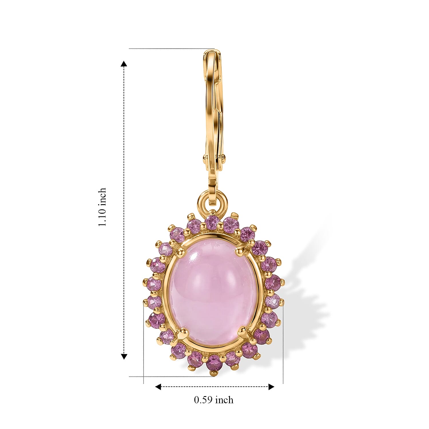 EverTrue Kunzite and Orissa Rhodolite Garnet 7.40 ctw Earrings in 18K YG Plated