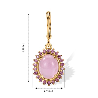 EverTrue Kunzite and Orissa Rhodolite Garnet 7.40 ctw Earrings in 18K YG Plated