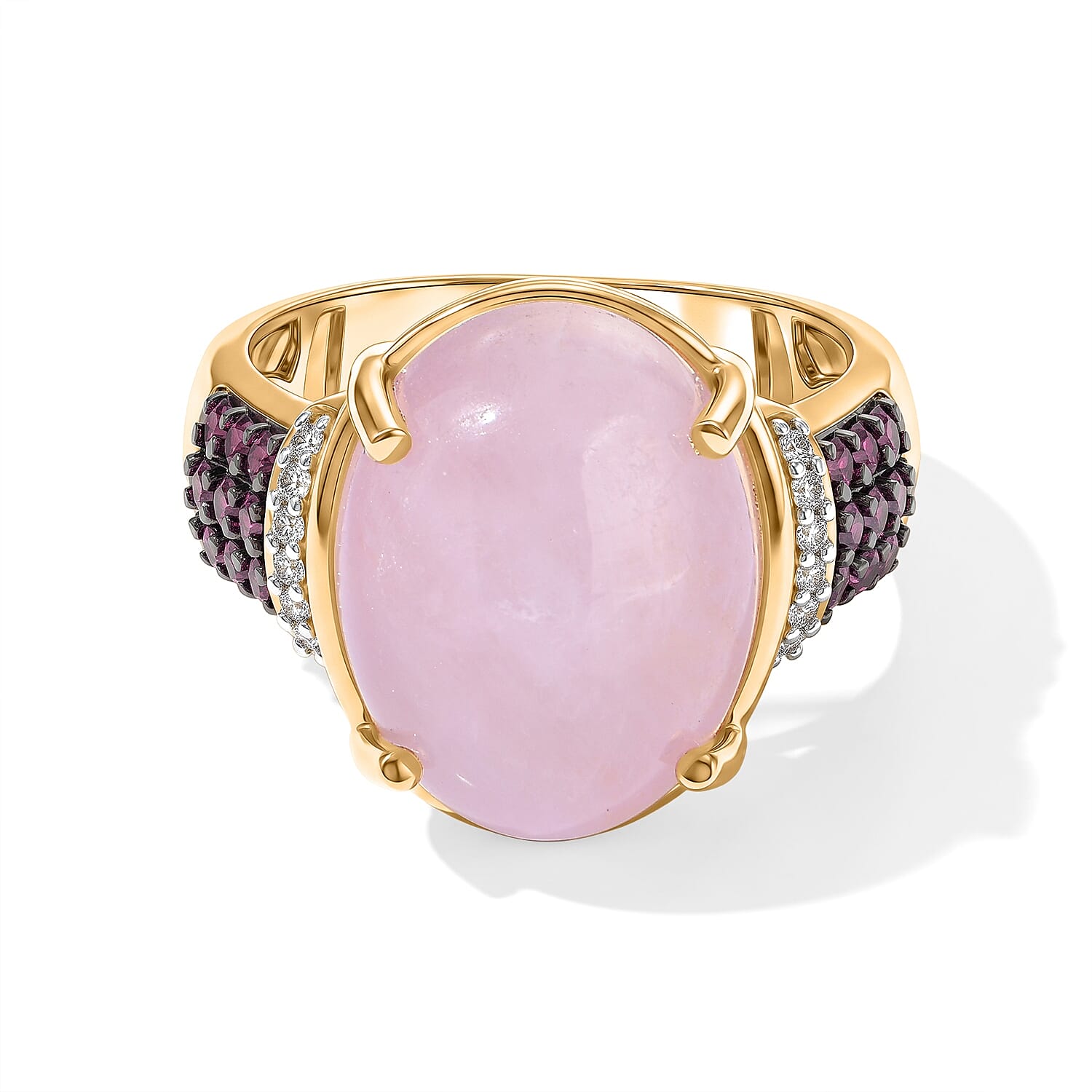 EverTrue Kunzite and Multi Gemstone 11.40 ctw Ring in 18K YG Plated (Size 6.0)