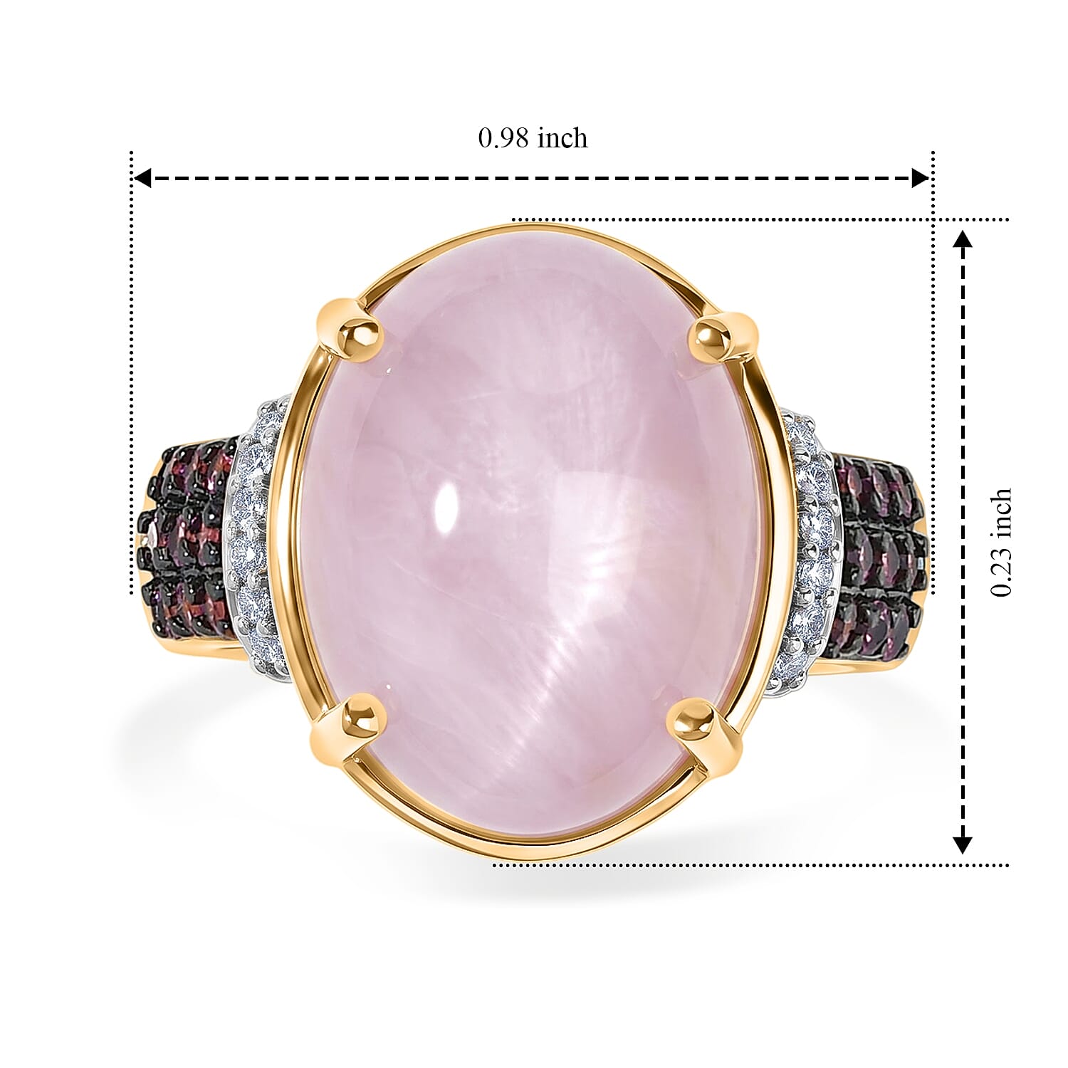 EverTrue Kunzite and Multi Gemstone 11.40 ctw Ring in 18K YG Plated (Size 6.0)