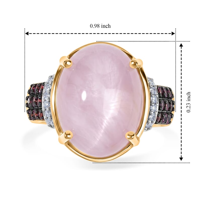 EverTrue Kunzite and Multi Gemstone 11.40 ctw Regal Grace Ring in 18K YG Plated (Size 7.0)